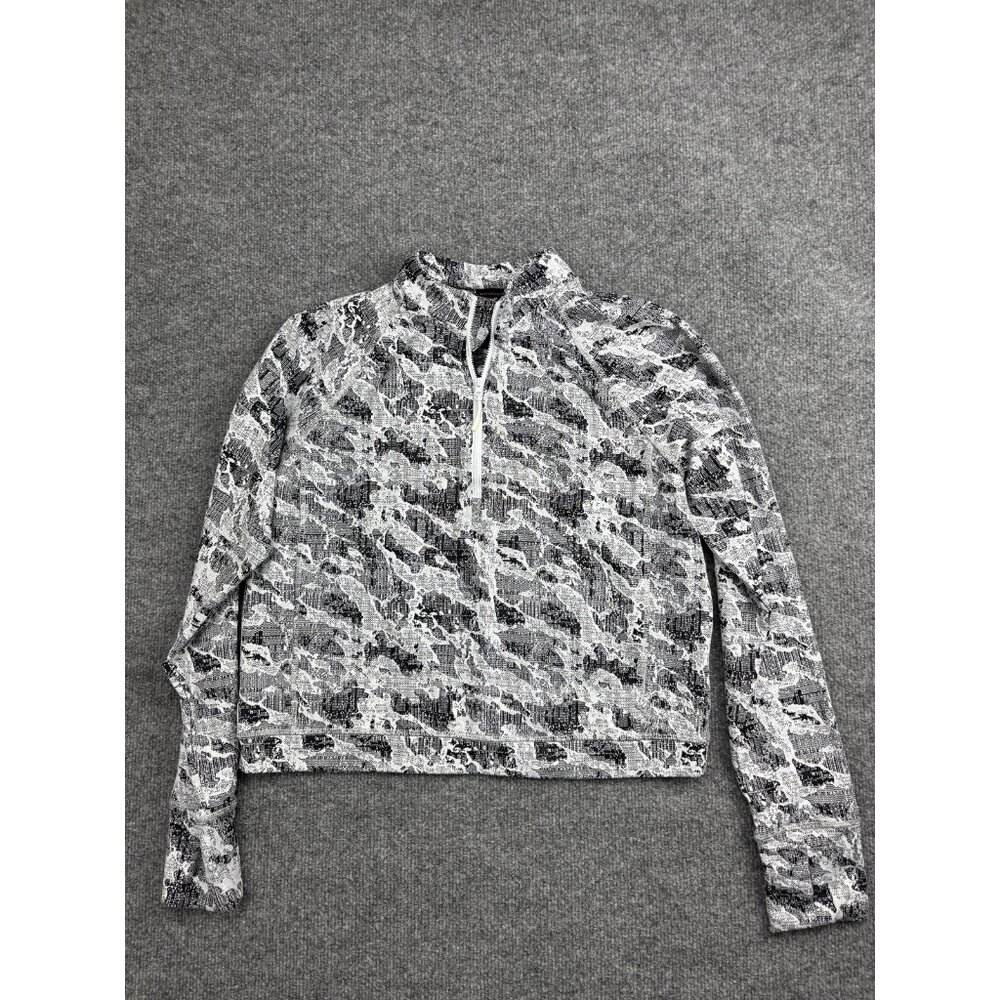 Spyder Pullover Womens Medium Gray Camo 1/4 Zip Mock Neck Long Sleeve Activewear